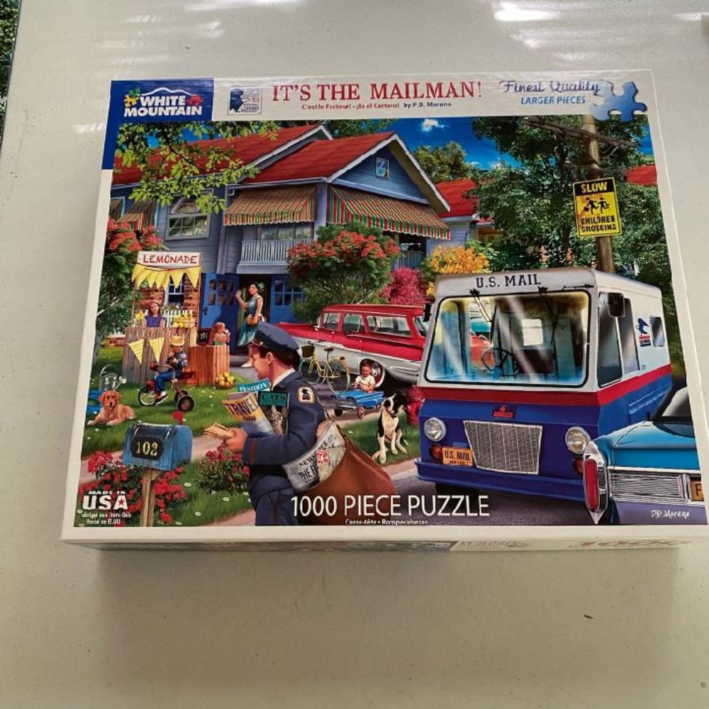 White Mountain Puzzle 1000 piece "It's The Mailman"